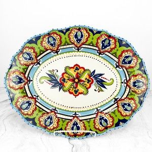 Tabletops Unlimited Espana Bocca 18” Scalloped Oval Serving Platter